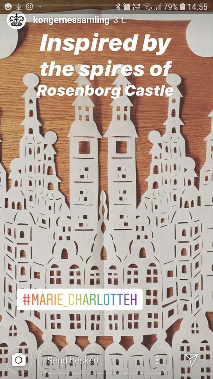 Papirklip af Rosenborg. Her vist på Kongernes Samlings Instagram-Story, oktober 2019
